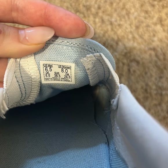 Vans Slip-On Sneakers- Light Blue with Checkerboard Trim - Picture 6 of 6